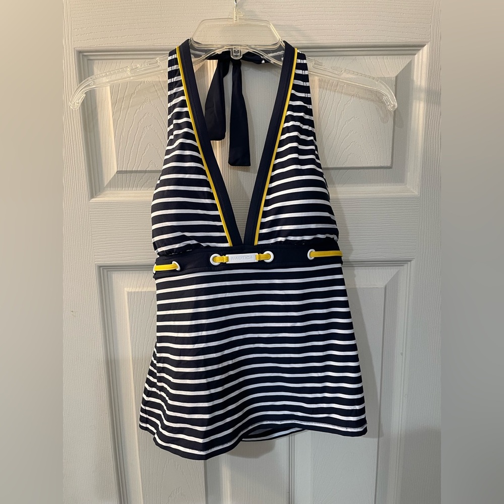 Nautica Women's Striped Halter Swim Tankini Top